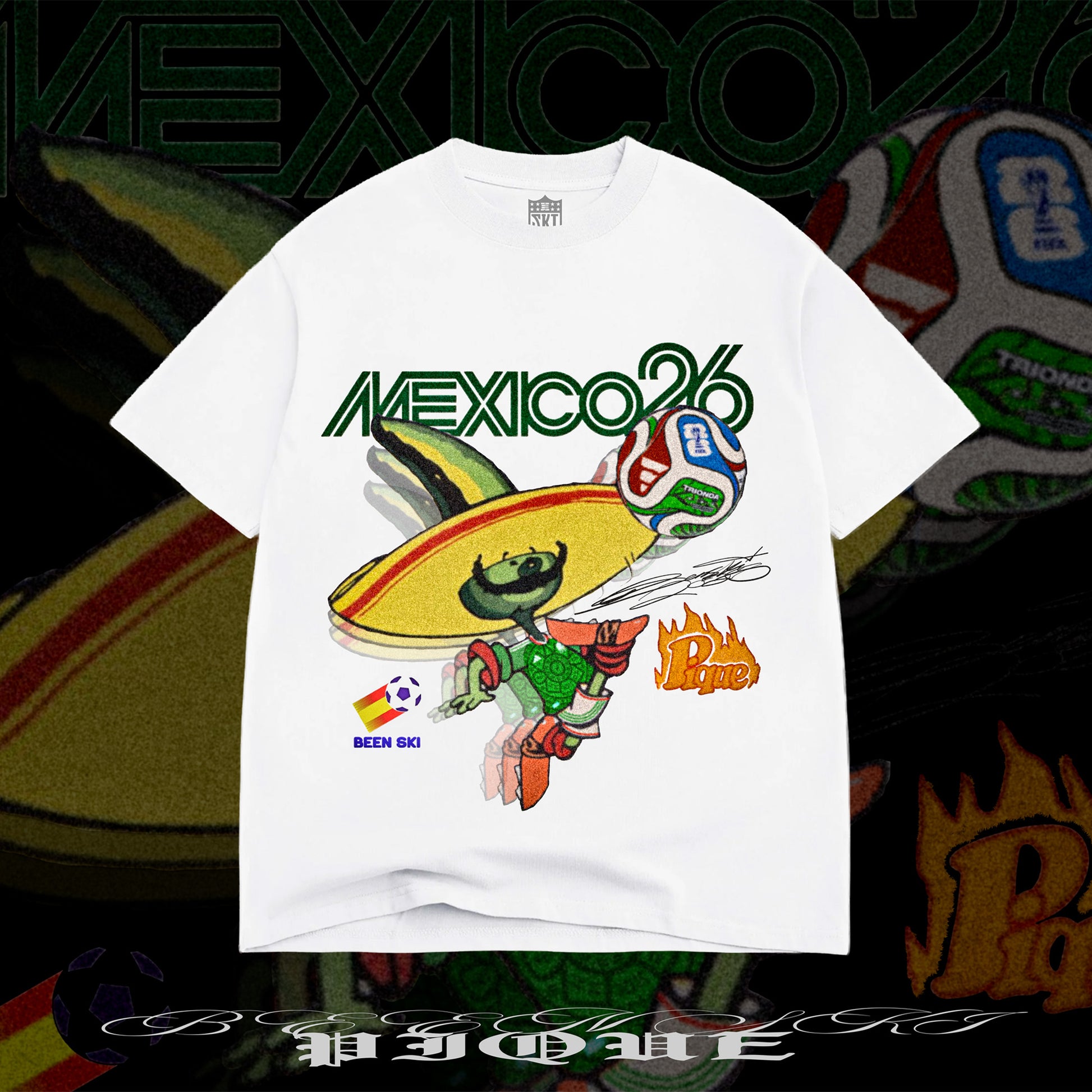 Pique Been Ski tee, Mexico 1986 and 2026 World Cup limited drop graphic t-shirt